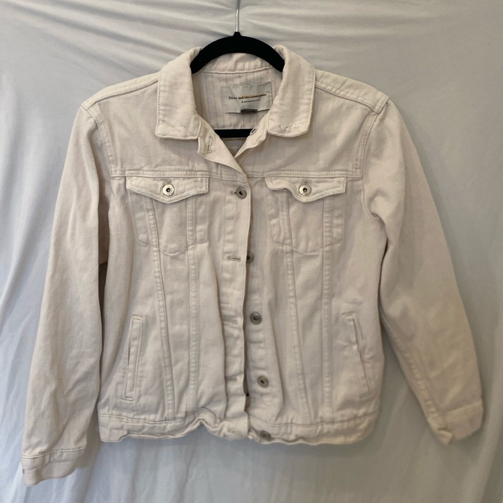 Pilcro And The Letterpress Denim Jean Jacket Blazer Womens Size XS cream